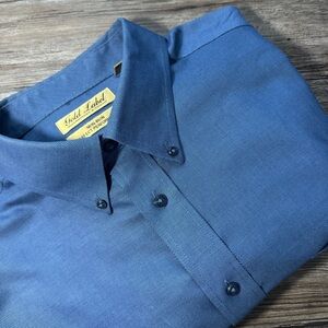ROUNDTREE & YORKE Gold Label XL Blue Shirt L/S Non Iron Button Down Cotton